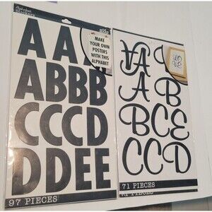 Sticko XL Poster Alphabet Stickers Scrapbooking Black Set of Two - 97/71 Pieces